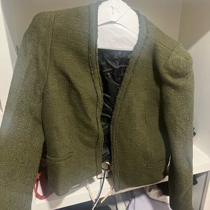 Olive green Zara cropped blazer